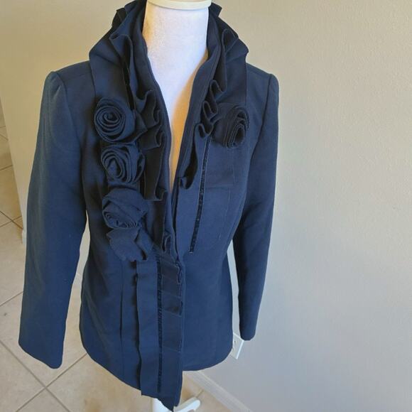 Pea Coat Floral Neck Rosettes Rose Ruffle Collar Victorian Jacket Steampunk M/6 - Picture 11 of 16